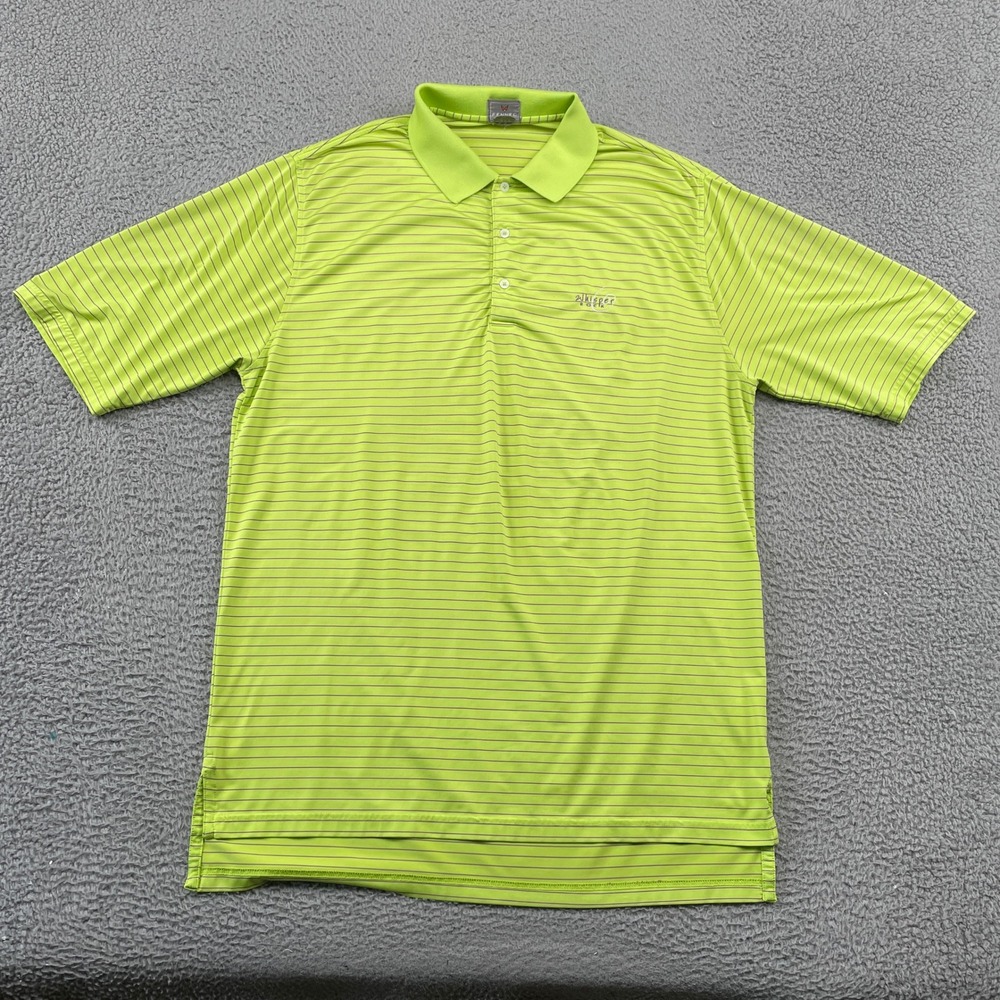 Fennec Polo Shirt Mens XL Green Whisper Rock Striped Short Sleeve Golf Athletic